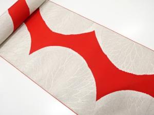 アンティーク　変わり縞に菊模様織り出し　八寸帯地反物